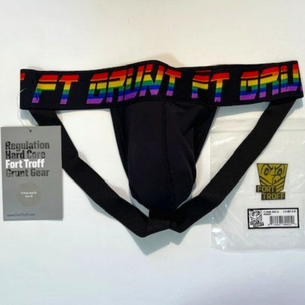Fort Troff "GRUNT" Size "M" Mesh Pride Athletic Supporter - Black-PRIDE Colors